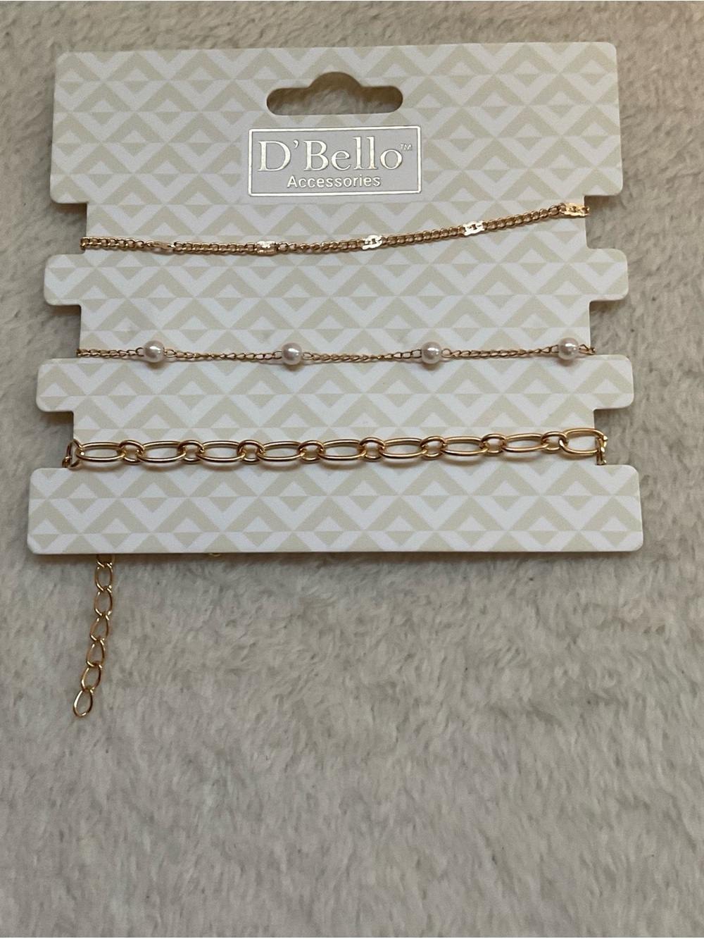 D'Bello Gold Layered Bracelet Set with Pearl Accents